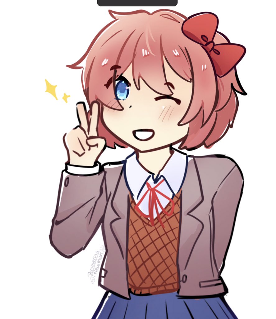 Thatoneunwanted's tweet photo. I doodled a happy Sayori for my bday 
#ddlc https://t.co/9tQBwnS4qD