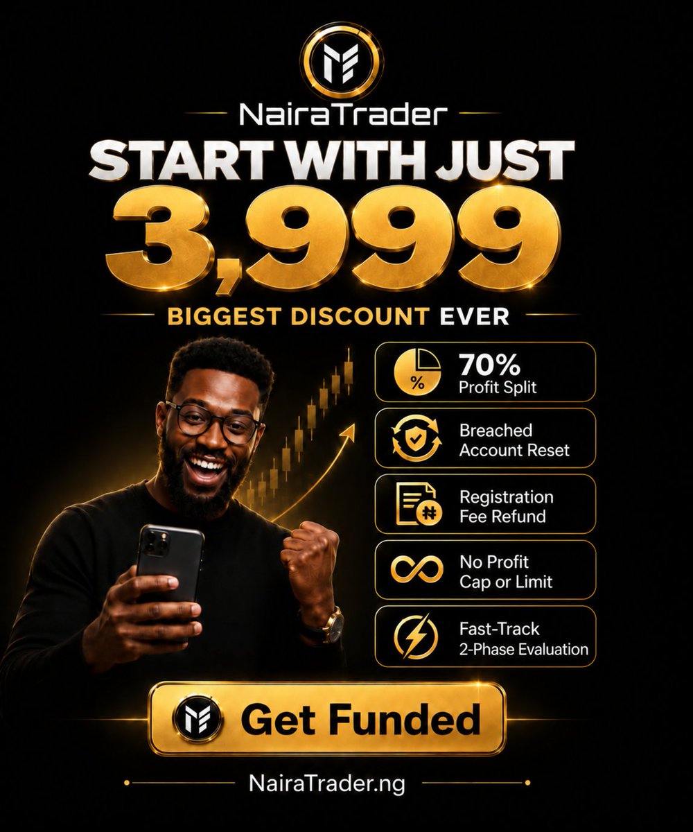 naira_trader's tweet photo. 🔥 THE CHEAPEST PROP FIRM DEAL!!!

₦1.5M Account — ₦3,999
₦3M Account — ₦6,999
₦6M Account — ₦12,999

Most affordable offer across all prop firms globally 🌎 

Breached Account Reset
Registration Fee Refund 
No Profit Cap

Join now 🚀
https://t.co/dhxeWmMZ13 https://t.co/QFH8f1FdyJ