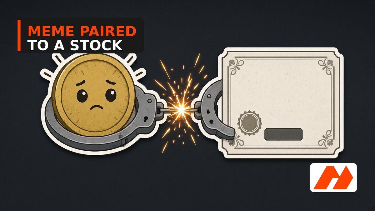Nextmemeoffice's tweet photo. https://t.co/uMhj5rOQRr keeps launching memes against tokenized stocks instead of stables. Buy the joke, touch Nvidia or Palantir under the hood.

Weird rails make louder narratives.

📊 https://t.co/jIIrFM8Uae angle: pairing is a mechanic, not a fundamental. Stock cosplay doesn’t make the meme less of a meme.

#Nextmeme #RobinhoodChain #RWA