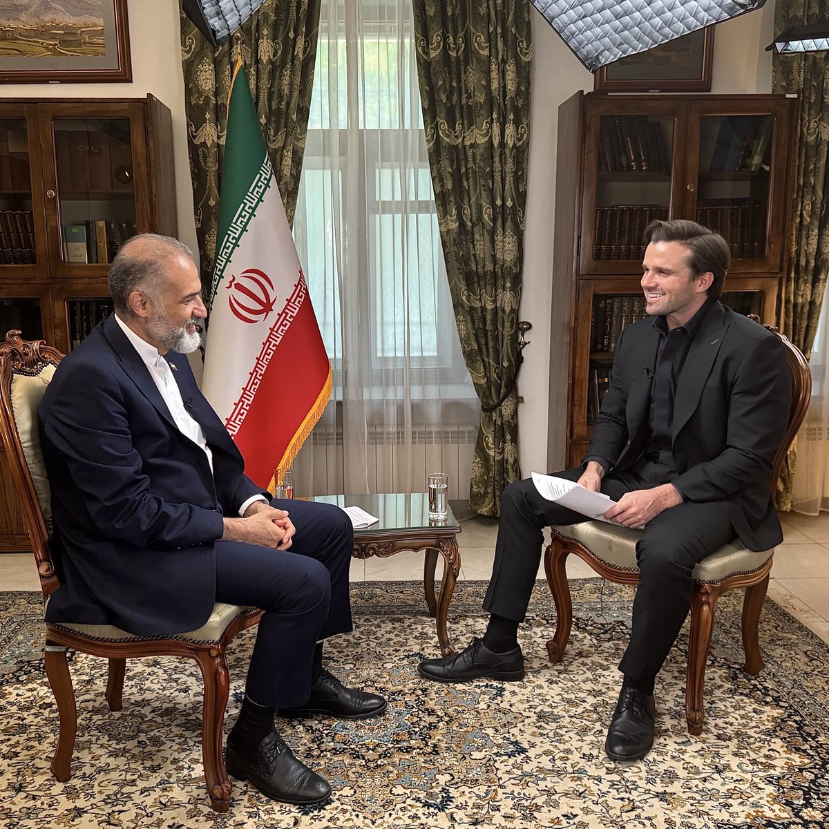 jacksonhinkle's tweet photo. 🇮🇷🇷🇺 It was my honor to interview Iranian Ambassador to Russia Kazem Jalali @KazemJalali4 

Full interview (with English/Persian/Russian translations) can be found on my YouTube https://t.co/QLk5xFflAn