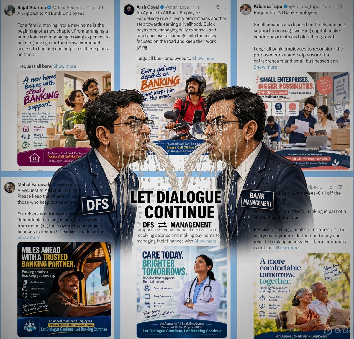 bankaffairs's tweet photo. DFS and bank management  spitting on their own faces in social media 😝

Let them choke on it.
We stay on the strike.

Both have already looted customer money via Insurance ,  Insurance misselling was also  stopped by unions,

Unions are holding the ethics.
 Management and DFS sold theirs.