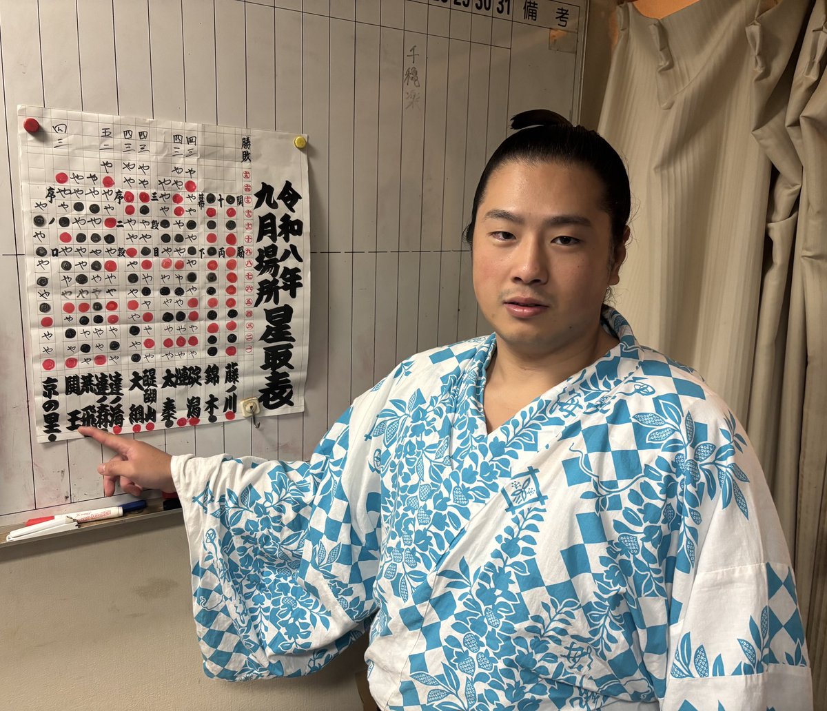 isenoumibeya's tweet photo. 【令和8年度9月場所14日目取組結果】　
藤ノ川⚪︎10-4
錦木⚫︎5-9
碇潟⚪︎4-3✨
達ノ海⚪︎5-2
鬨王⚪︎4-3✨

碇潟が勝ち越しました！
鬨王が勝ち越しました！

【令和8年度9月場所千秋楽取組】　
藤ノ川-熱海富士
錦木-大花竜
太秦-海真
達ノ森-北勝真
荒飛-隆太陸
京の里-田所

#伊勢ノ海部屋 https://t.co/2xWgyda696