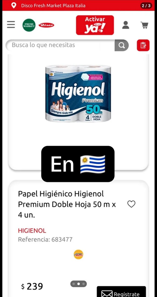 Anonym_UY's tweet photo. Papel Higiénico Higienol (Producto hecho 100% en Uruguay)

En UY 🇺🇾: 239$ UY
En PY 🇵🇾: 37$ UY (5500 Guaraníes)

Se fabrica en Uruguay, viaja más de 1400 kilómetros y sale 86% más barato que en Uruguay https://t.co/Mgs6UNSJ2z