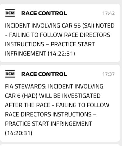 f1speed_indo's tweet photo. Race belum mulai, Isack Hadjar sudah dipanggil race stewards setelah balapan usai nanti, karena diinvestigasi atas dugaan pelanggaran prosedur latihan start.

Carlos Sainz juga ditandai atas pelanggaran yang sama. https://t.co/yz7QjMZLSN