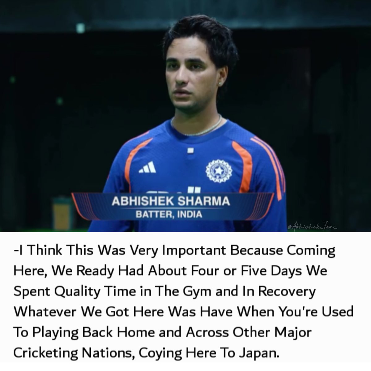Abhishek_Fan_'s tweet photo. Abhishek Sharma Said About After The Match vs Japan :

#AbhishekSharma | #JPNvIND https://t.co/WzlV4arI2g