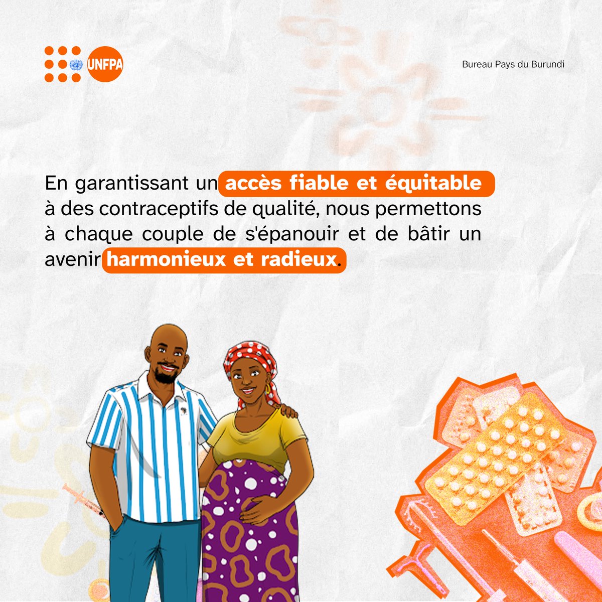 UNFPABurundi's tweet photo. 🌍 Ce 26 septembre, nous célébrons la Journée mondiale de la contraception ! Accéder à une contraception de qualité, c’est pouvoir planifier sa famille, protéger sa santé et construire un avenir meilleur. Informez-vous auprès du centre de santé le plus proche. #UNFPA #JMC2026 https://t.co/IDMjhMjGrb