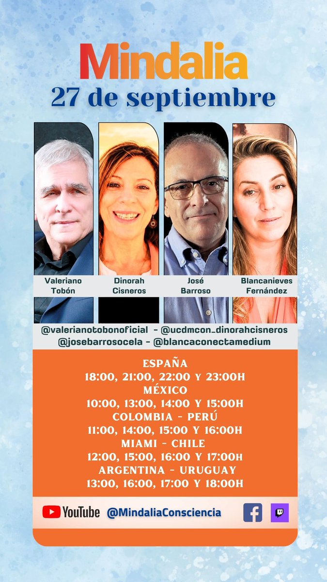 mindaliacom's tweet photo. ✨ ESTE FIN DE SEMANA, MINDALIA TE INVITA A MIRAR MÁS ALLÁ
🌐 Conéctate y descubre cada nueva conversación. Desde las 18h. (España)
¿Estás preparado para escuchar algo que podría cambiar tu forma de mirar la realidad? 👁️
#Mindalia #Consciencia #Espiritualidad #Sanación https://t.co/zLZrCSeN8f
