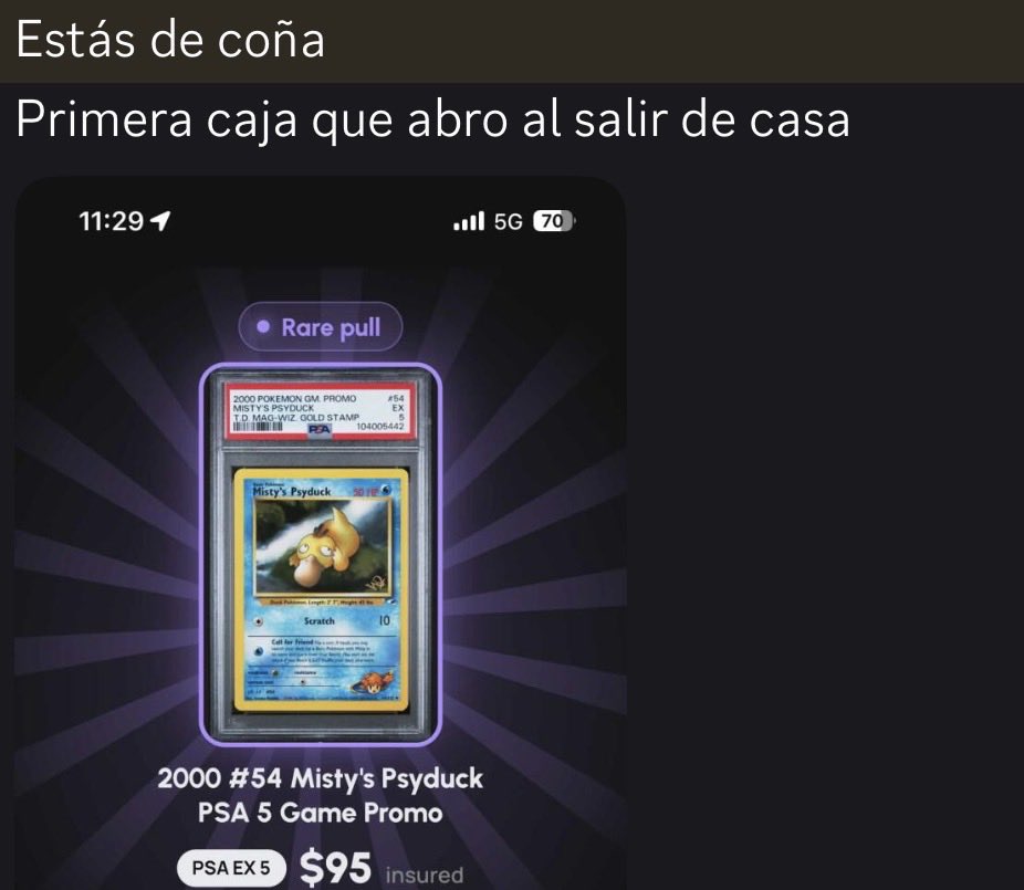 Inpunkcrypto's tweet photo. Otra juego de Pokémon muy interesante que acaba de salir y que mezcla el suministro oficial de Collector Crypt con una mecánica al estilo Pokémon GO.

El proyecto se llama @gocollectfun 

📍Básicamente, sales a hacer cardio y en lugar de cazar Pokémon, vas cazando cartas.

Las cartas que encuentres te las puedes quedar, vender, intercambiar o hacer con ellas lo que quieras.

✅ Eso si, el primero que llegue se la lleva, las cartas van cambiando de sitio.

📍El mecanismo es muy sencillo: 

Necesitas 10.000 tokens, ( 20$ actualmente) de la plataforma para poder jugar. A día de hoy supone muy poco.

📍También pueden tocarte cartas que prácticamente no tengan valor, así que toca seguir buscando y moverte dependiendo de la localización en la que estés.

✅Lo curioso de este modelo es que mezcla varias cosas que pueden funcionar muy bien juntas: 

Gambling + Pokémon + coleccionismo + deporte.

📍Y hay otro punto interesante: 

Si el proyecto funciona y consigue atraer usuarios, esos 10.000 tokens podrían tener cada vez más valor, haciendo que el propio coste de entrada para jugar aumente.

Es algo risky y está por ver si realmente funciona a largo plazo, pero estos días lo hemos estado probando con la comunidad y, de momento, la experiencia está siendo buena.

✅Ya hemos salido a farmear y nos hemos llevado algunas cartas.
