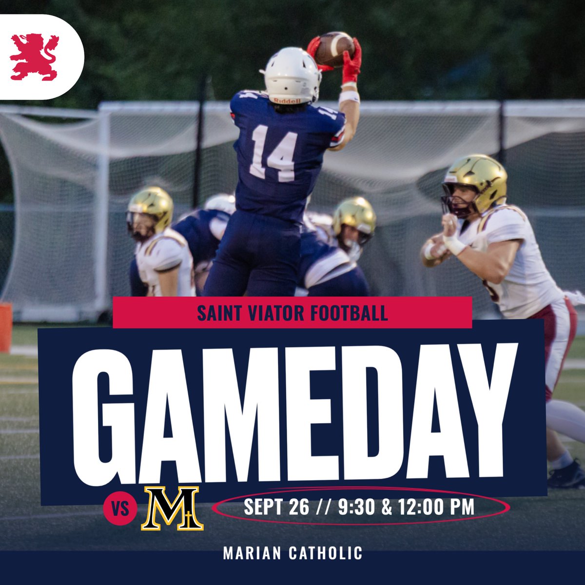 ViatorFball's tweet photo. Week 6
Marian Catholic 
📍Forestview Academy
JV- 9:30
Varsity- 12:00 https://t.co/Ieyi5VgiVY