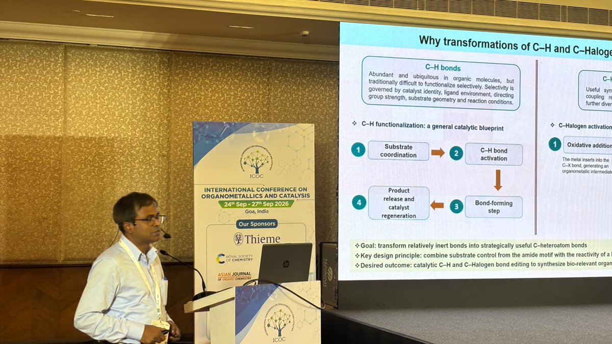 icoc_2026's tweet photo. 🎤✨ Science, ideas, and inspiring insights! Prof. Laksmikanta Adak is delivering an engaging Invited Lecture at #ICOCIV2026, sharing fascinating chemistry and fresh research perspectives with the audience. 🔬🧪 https://t.co/PcH85ZMskE