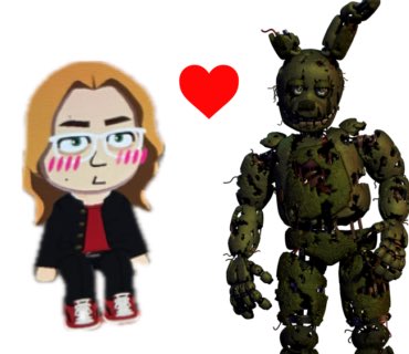 slumpshipper's tweet photo. hello 👉👈 here is me and springtrap… please ignore the fugly springtrap mii i can’t do character customisation for the life of me https://t.co/IJc3DdiB3k