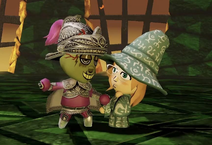 slumpshipper's tweet photo. hello 👉👈 here is me and springtrap… please ignore the fugly springtrap mii i can’t do character customisation for the life of me https://t.co/IJc3DdiB3k