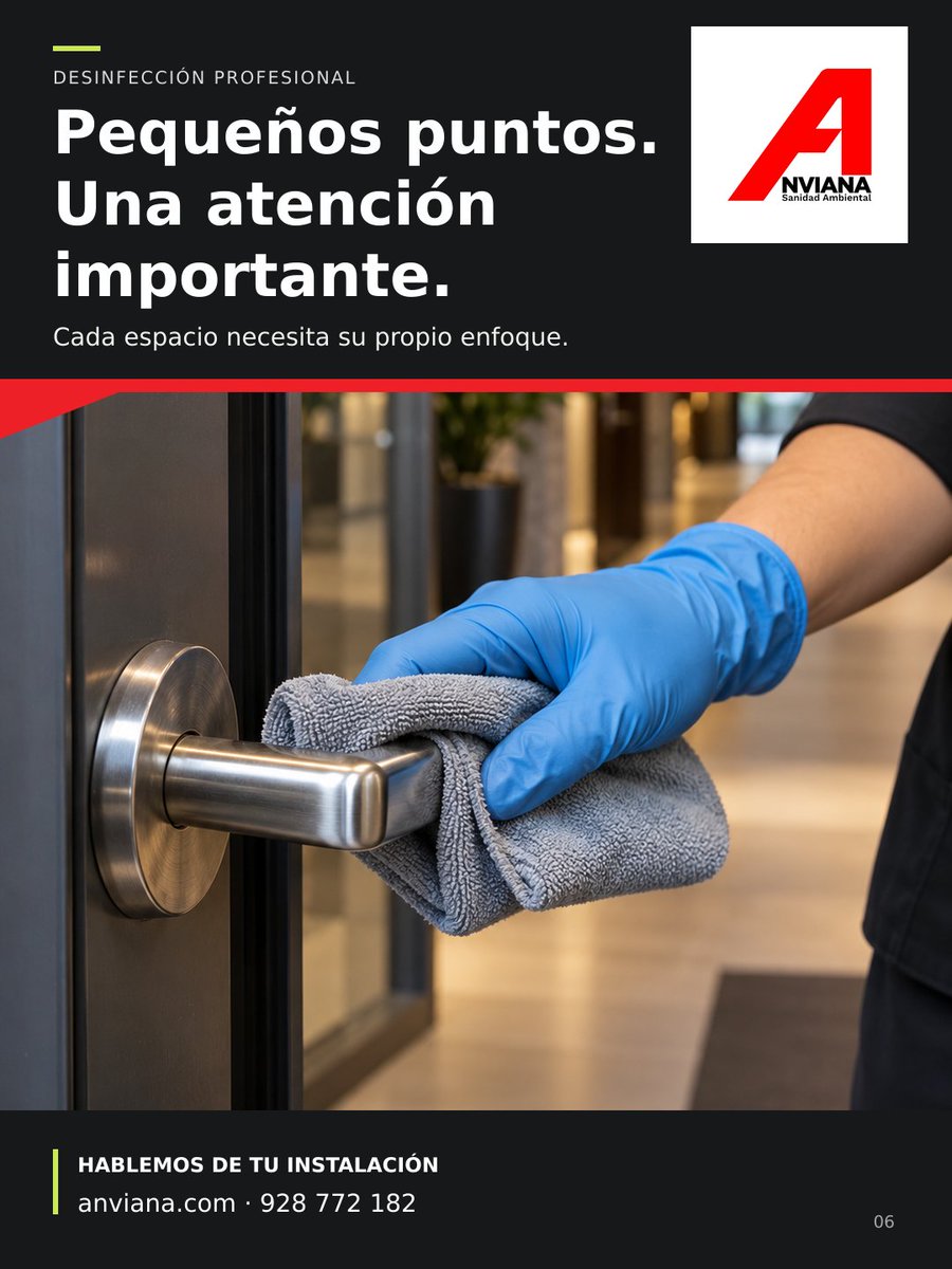 AnvianaSL's tweet photo. Pomos, accesos y zonas compartidas: ¡los detalles importan! ✨ En Anviana, ofrecemos desinfección adaptada a tus necesidades. 🌐 https://t.co/brUEHqPAtq ☎️ 928 772 182 📍 Gran Canaria #Anviana #Desinfeccion #SanidadAmbiental #EspaciosCompartidos #Canarias https://t.co/TOFwb3FtYc