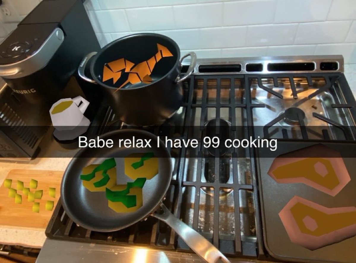 HanahBananaOSRS's tweet photo. Me after grinding the OSRS cookbook for a week https://t.co/eT6tzgh7pI