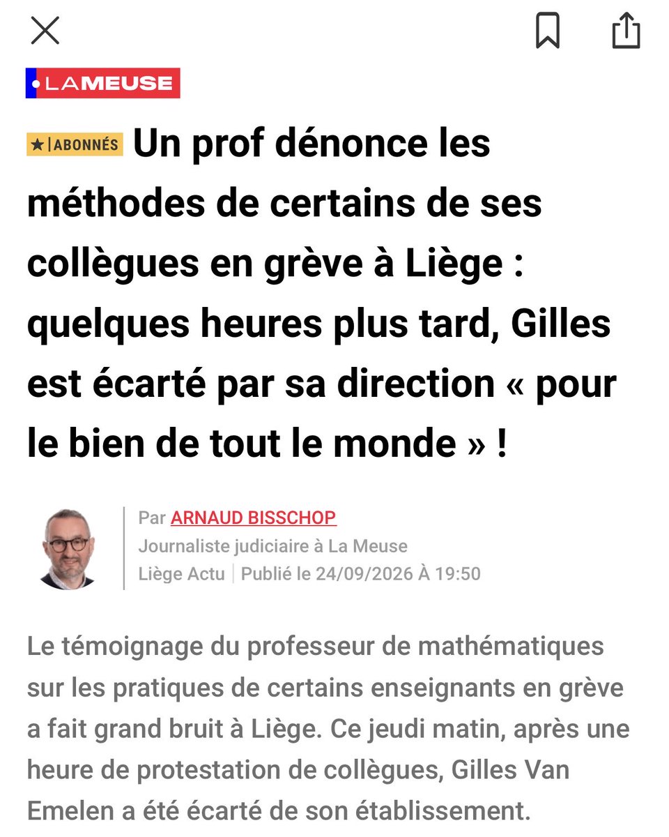 YVerougstraete's tweet photo. Toute pression, de quelque forme qu’elle soit sur quiconque veut travailler ou exprimer son opinion est INACCEPTABLE dans un État de droit et doit être fermement combattue. 

Le droit de grève est fondamental. Mais il ne peut pas devenir le droit d’empêcher les autres de travailler ou d’enseigner. 

L’école, c’est aussi le lieu où l’on apprend le dialogue, la rhétorique, l’art d’argumenter et de confronter ses idées plutôt que de chercher à imposer les siennes.

C’est cette culture du débat que nous devons transmettre aux jeunes. L’intérêt des élèves doit toujours être la priorité.
