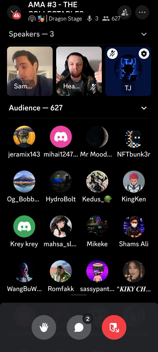 ppsduck's tweet photo. I was a bit late for yesterday's AMA of @Pocket_Dragons_ (I was being chased by gremlindragons😆), but luckily I managed to join in time - anyway I could only listen on my phone since I was in the car. My eyes went wide when I saw there were nearly 700 people there... I guess the badge really did the trick 😁
Sorry @djsamwithers or @HeartyOfDaCards if i didn't catch the best moment of your faces 🥴😄

(If I remember correctly, this was the part where Hearty said, "Mine is this big," and Sam replied, "Oh, come on, man..." 🤣)