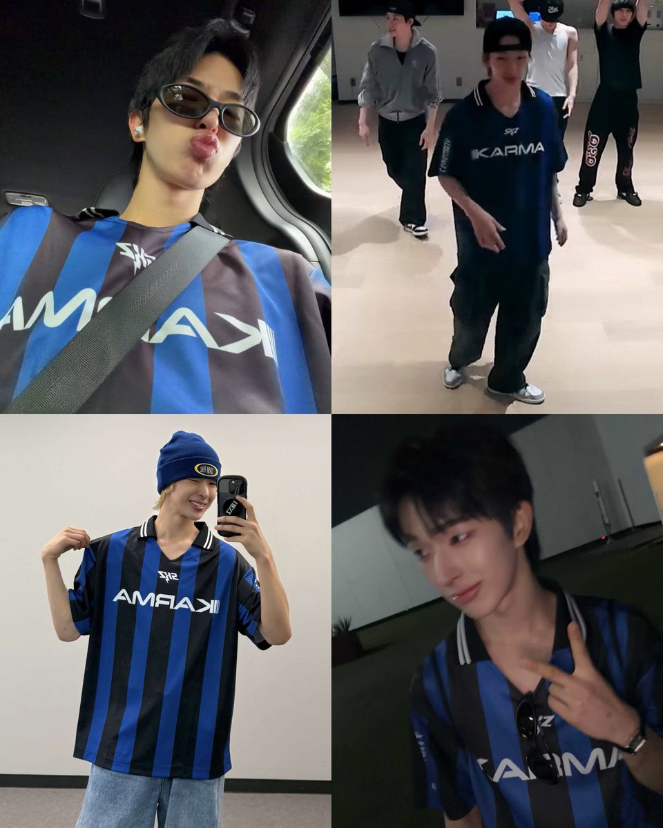 4hahyu's tweet photo. tomoya's love for the karma shirt that bang chan gifted him is so cute https://t.co/5dCgZ2tejc