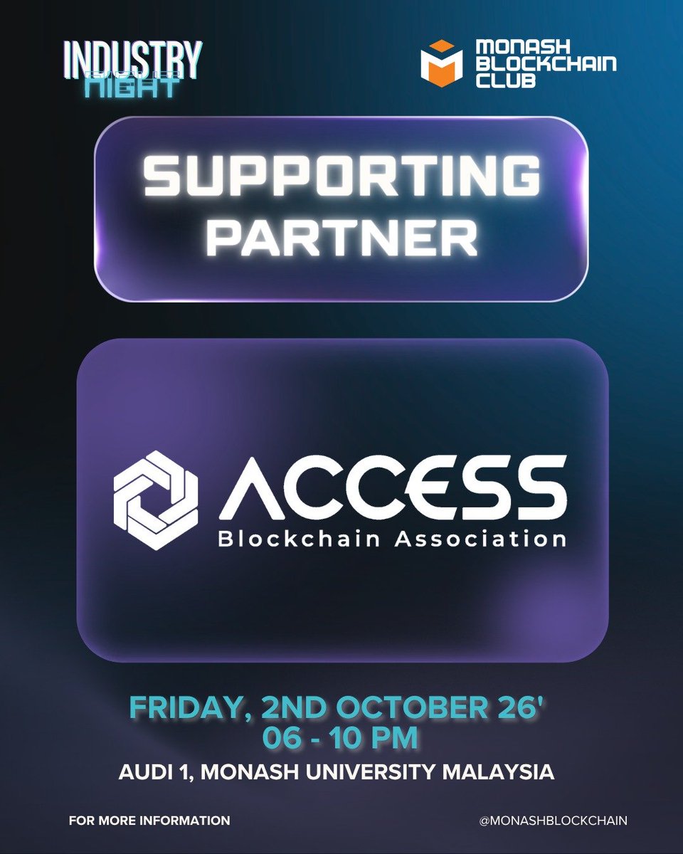 mumbcs's tweet photo. 🚨 PARTNER REVEAL: @accessmalaysia 🚨

Excited to welcome ACCESS to Industry Night 2.0! 🇲🇾

A non-profit hub convening builders, institutions, and regulators to shape a trusted and thriving blockchain sector in Malaysia.

Meet the leaders on Oct 2! 👇
https://t.co/DuWBC2kHJR https://t.co/MZooMq4qhe