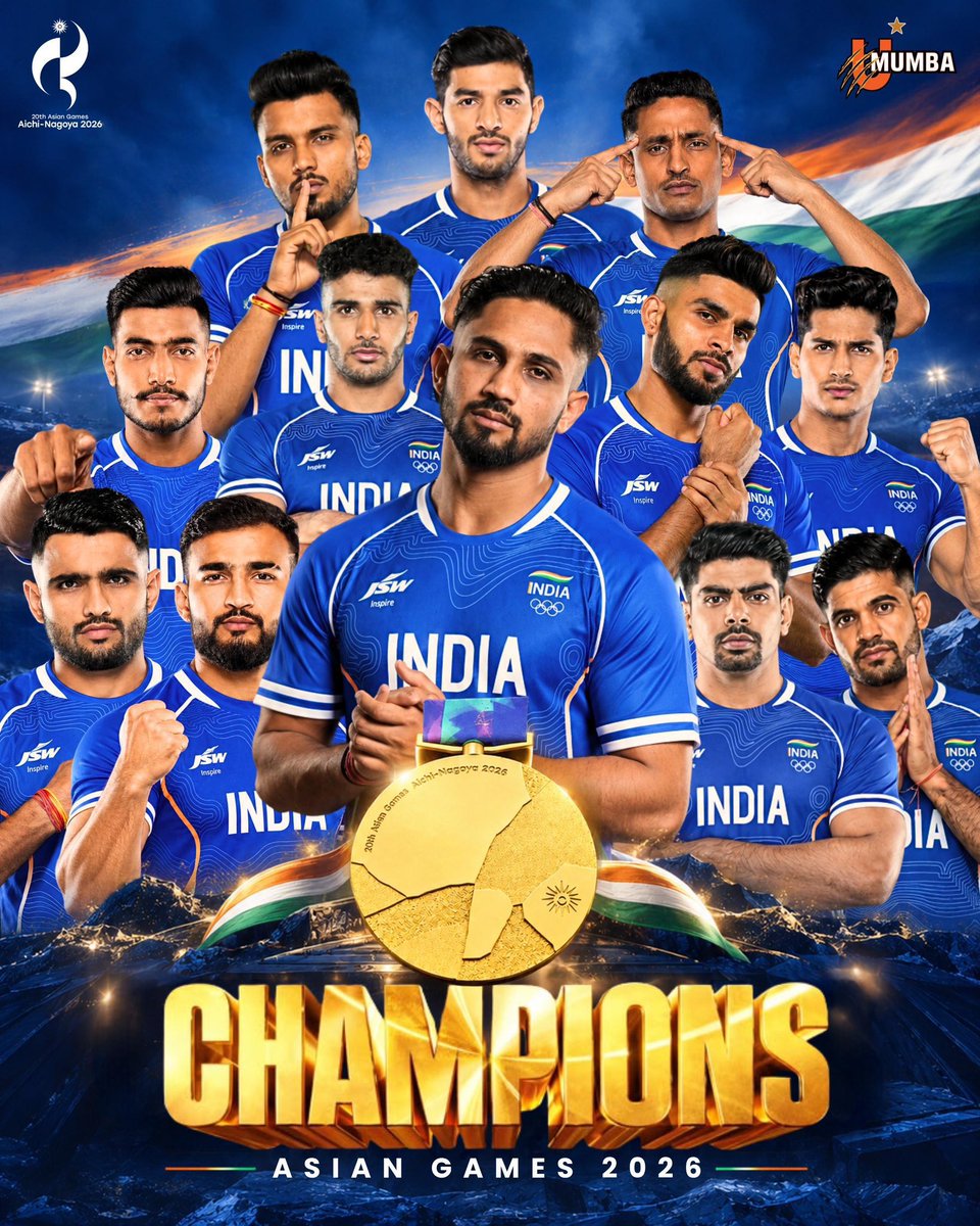 rajnathsingh's tweet photo. Another Gold Medal in Kabaddi! 

Our Kabaddi Men’s team has clinched the Gold Medal at the Asian Games 2026. This victory is a testament to the top notch skills, talent and indomitable spirit of our athletes. India is proud of this success. Congratulations to the team. My best wishes for their future endeavours.
