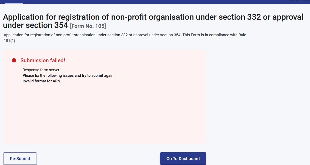 MeetAbhani2's tweet photo. Dear @IncomeTaxIndia
Trying to submit #Form105 since 2 days..
After OTP, the same error keeps on coming
Pls resolve it asap
P.s. already tried different browsers and systems...
Also everytime the saved form gets deleted
Fix it as well
#IncomeTax #IT #CATwitter #Trust #Taxation https://t.co/NJtXAgSu5X