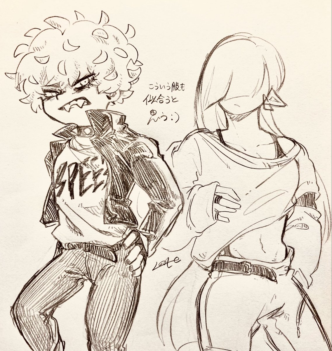 kaijyu_human's tweet photo. みなもﾁｬﾝとシイラさんのお洋服らくがき https://t.co/m91K3aTyds