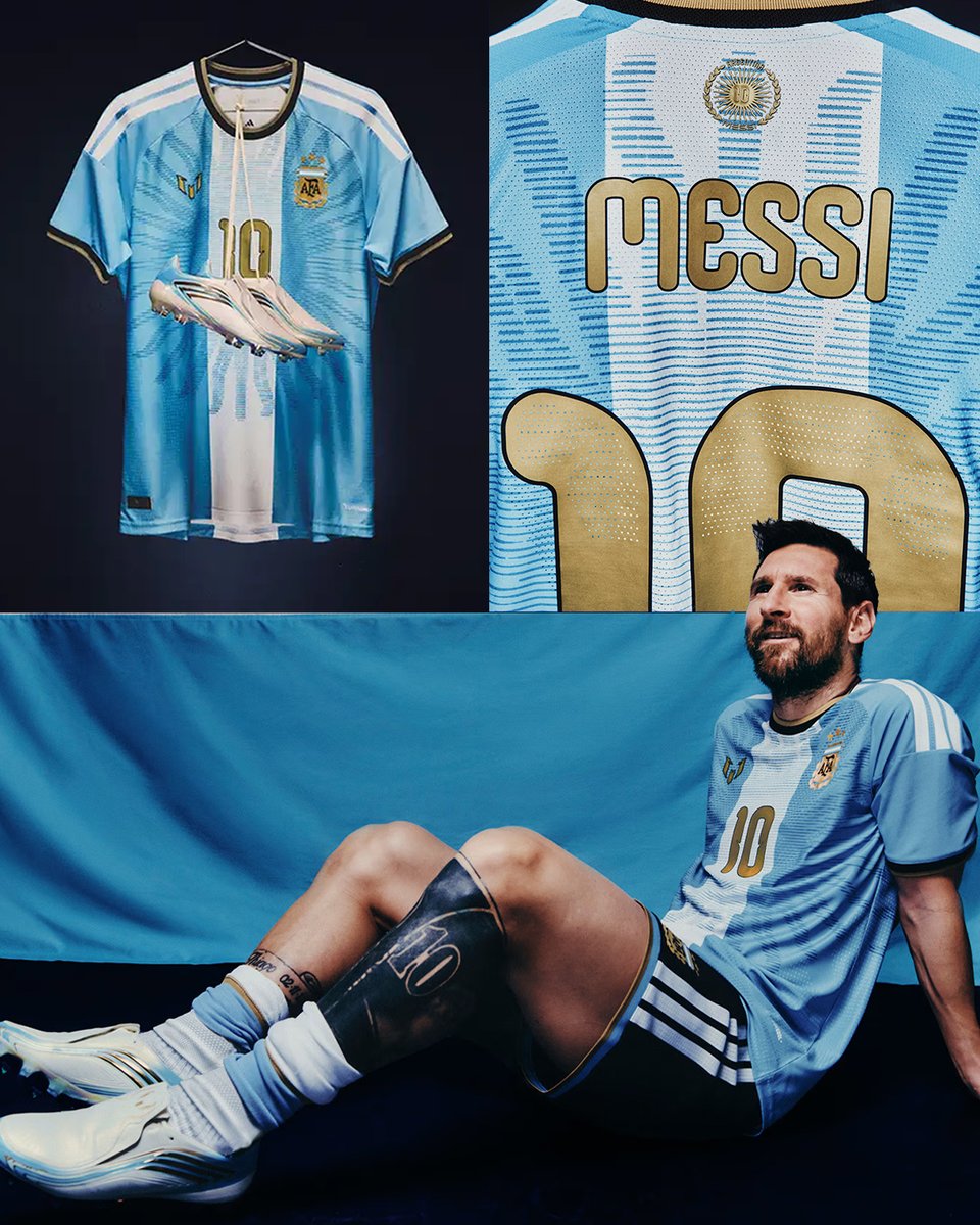 goal's tweet photo. Yay or nay? 🤔👕

Adidas have revealed a special edition kit that Argentina will wear during Lionel Messi's final international appearance 🐐🇦🇷

Check the details and link to buy 🔗 https://t.co/tKYvYTb9xO https://t.co/oZ0rq4vQuM