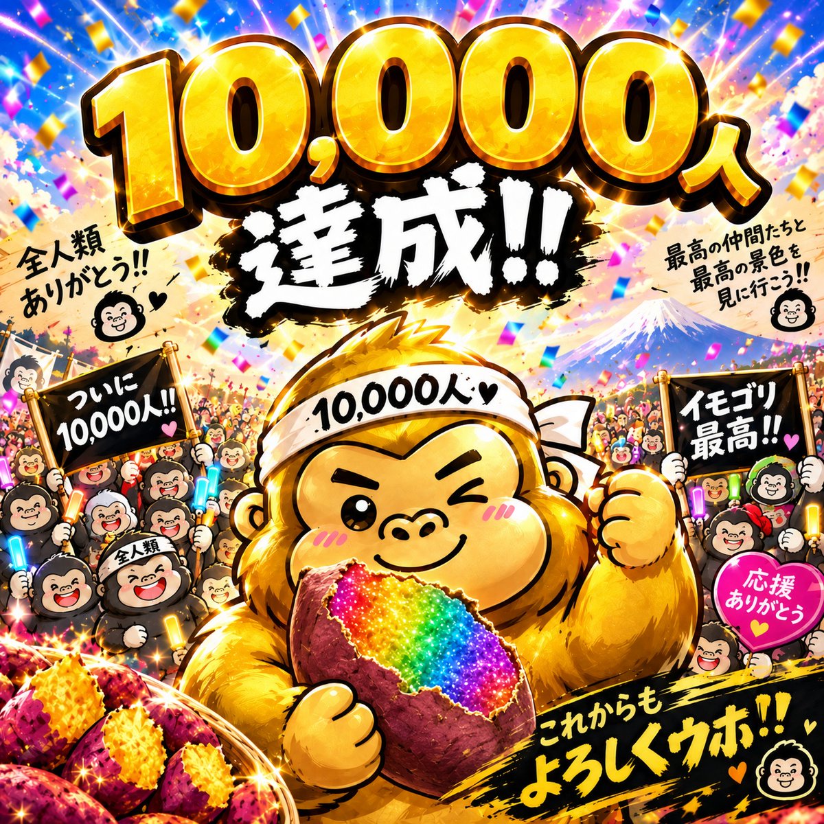 gizyutsukk's tweet photo. 🎊🦍🍠祝・フォロワー10,000人達成ーーー‼️🍠🦍🎊

ついに……
ついにこの瞬間が来たーーー😭🔥

1万人類突破‼️🌏✨

9,000人を超えてからの
最後の1,000人が本当に長かった🤣

でも、毎日のいいね・リプ・RP、
そしていつも見てくださる皆さんのおかげで、

ここまで来ることができました😭🙏

本当に、本当にありがとうございます‼️

ただのイモゴリが始めた𝕏が、
まさか1万人の人類に囲まれる日が来るとは🤣🦍🍠

今日は記念日です🎉🎉🎉

これからも
💰配当金
🍜グルメ
🚶‍♂️健康
🤣くだらない日常
🦍イモゴリ

全部ひっくるめて楽しんでいきます🔥

1万人類、ここからが新章‼️

これからもよろしくお願いしますウホーーー‼️🦍🍠🔥

🎊🎊🎊10,000人達成、本当にありがとう‼️🎊🎊🎊