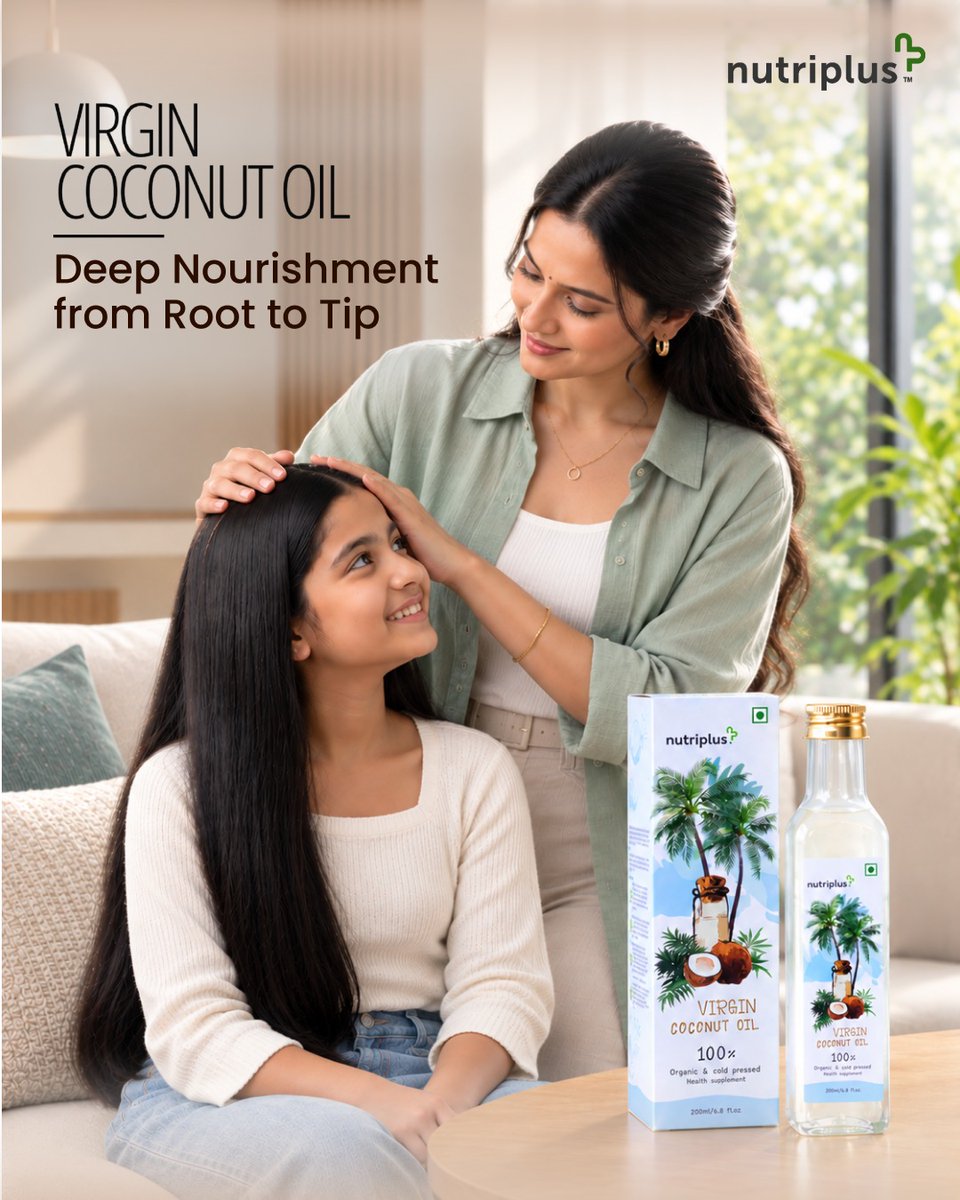 QNET_India's tweet photo. Deep nourishment from root to tip. 🥥✨

Pure and cold-pressed, #Nutriplus Virgin Coconut Oil helps moisturise and nourish your hair and skin while supporting natural shine and smoother-looking strands. 🌿

#VirginCoconutOil #HairCare #SelfCareDaily #QNETIndia https://t.co/310Hg33WRP