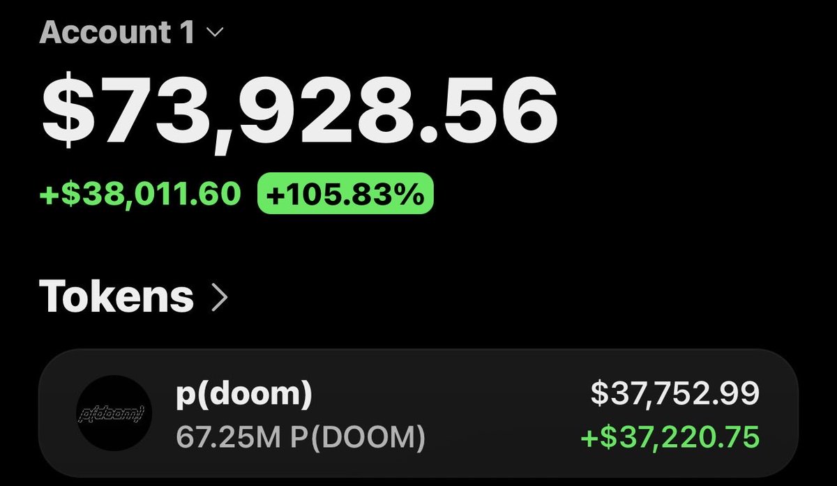 Soltrader_1's tweet photo. $P(DOOM) is making waves printing massive profits on my Alpha telegram group 🏆🚀📊

If you’re in my  tg group your copy trade would have been on same profit as I am.

Ca: ARPwPPWbaj3FYBf6k1Lt2jqRkv9JJUg3Hxav5aHKTEem https://t.co/Kh4PEzwaYX
