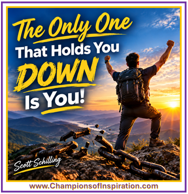 RealHawkeye8's tweet photo. Thought for the day...  

"The Only One That Holds You Down...Is YOU!”  

For more messages of hope and inspiration...check out the Champions of Inspiration community at: https://t.co/fYsVd1YdKj 

Have a fabulous day... https://t.co/HyUFoCUJxa