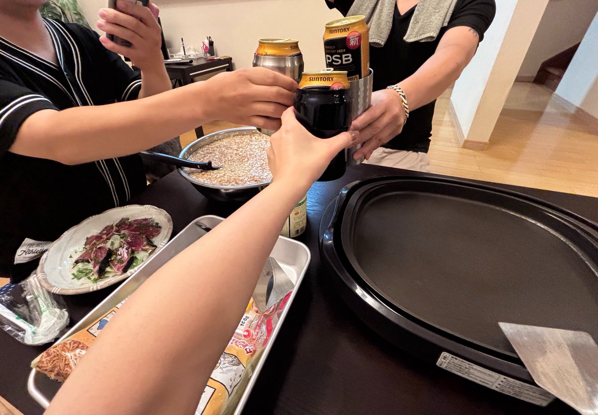 motomarimo's tweet photo. もんじゃ！けぴっ！🍺 https://t.co/VBcbJBZ68e