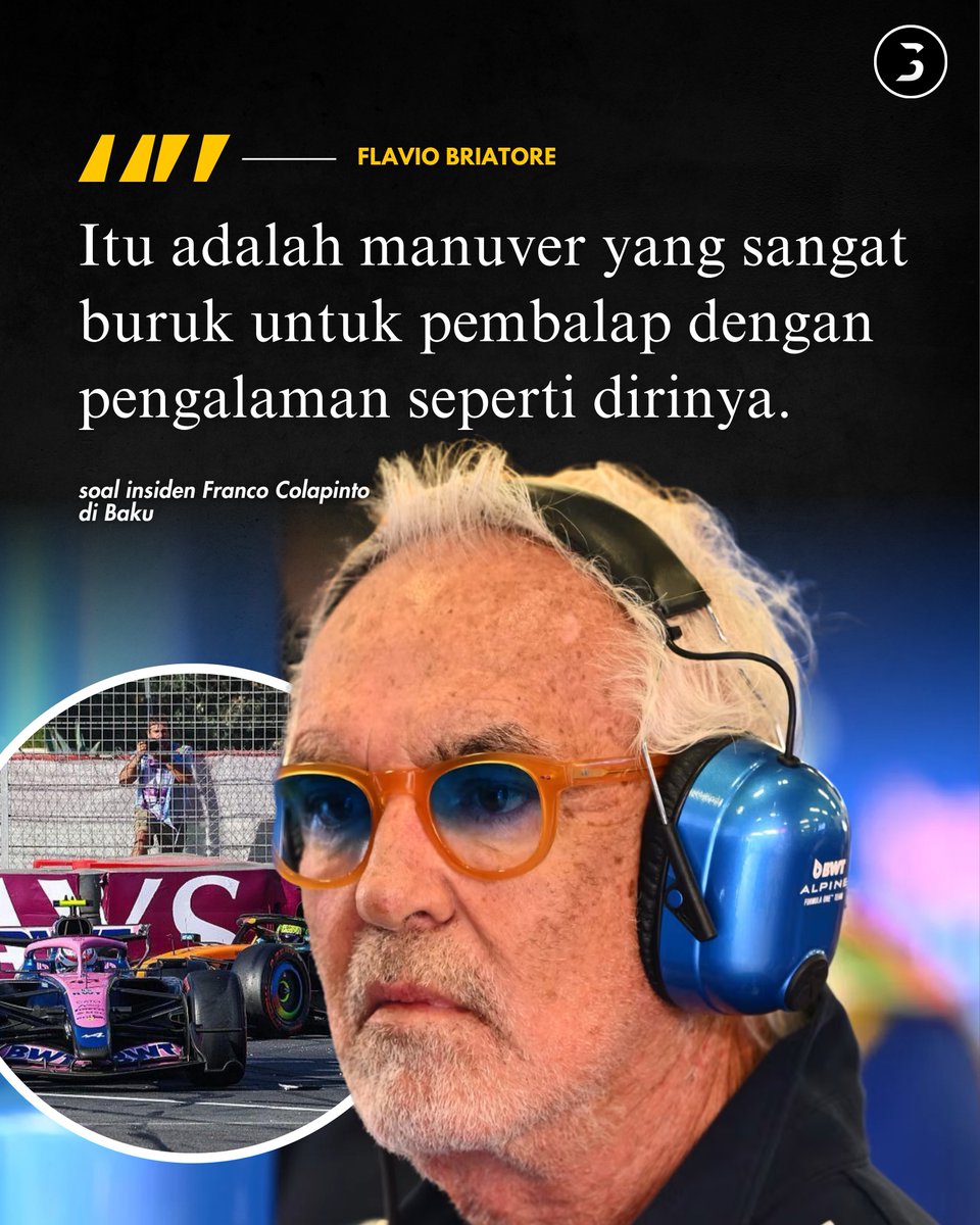 BehindTheGP's tweet photo. Team Principal Alpine, Flavio Briatore mempertimbangkan untuk mengambil tindakan terhadap Franco Colapinto setelah kesalahannya saat restart GP Azerbaijan menyebabkan dirinya, Pierre Gasly, dan Lando Norris DNF. 

Ia mengaku sangat kecewa karena Alpine kehilangan peluang meraih double points dan kini tertinggal 15 poin dari Racing Bulls dalam perebutan posisi kelima konstruktor. Briatore menyebutkan manuver dari Colapinto merupakan manuver yang tidak perlu untuk sekelas pembalap berpengalaman sepertinya. 

Belum diketahui tindakan seperti apa yang akan diambil, namun seperti yang kita tahu sendiri kegilaan dari seorang Flavio Briatore dalam mengambil keputusan. Bisa jadi ia akan melarang Colapinto untuk turun balapan sebagai bentuk peringatan.