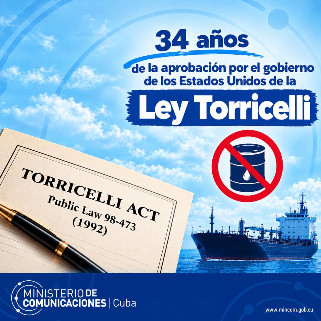 MayraArevich's tweet photo. 24 de septiembre, se cumplió 34 años de la Ley Torricelli, un cerco que golpeó y continúa afectando las comunicaciones de Cuba. Denunciamos su impacto y defendemos nuestro derecho a la Paz y desarrollo económico. #CubaNoEsUnaAmenaza https://t.co/3wqQdxHMVX