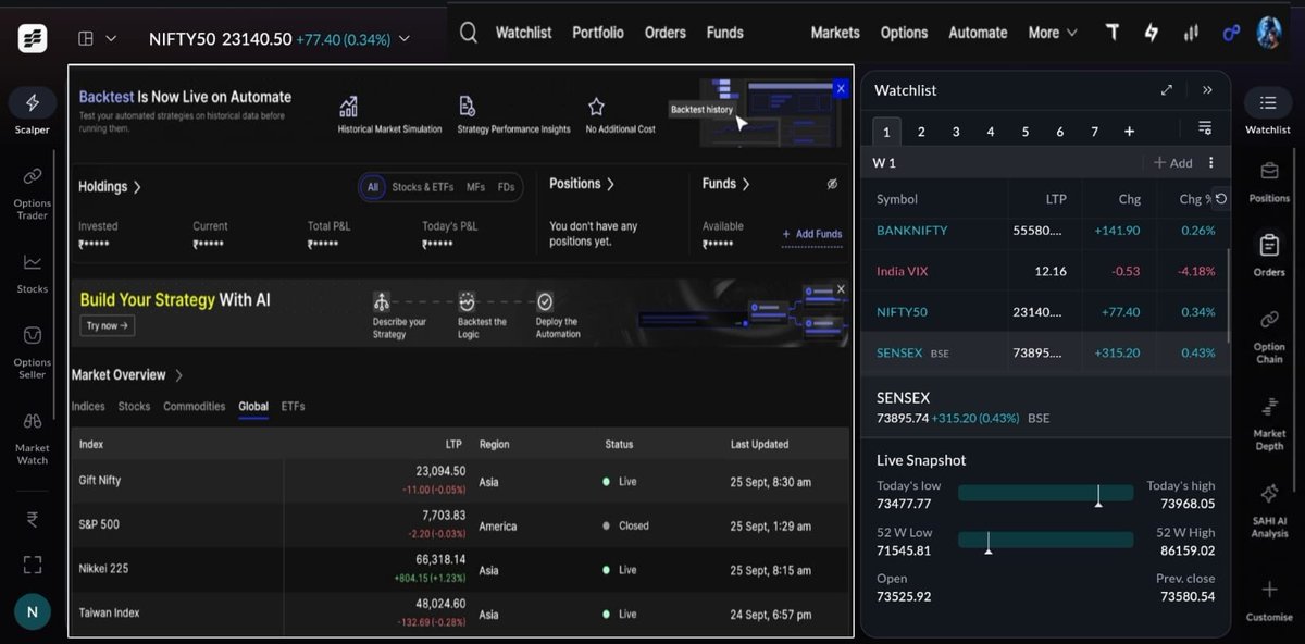 NeerajMrTrading's tweet photo. Hello @tejaskhoday @fyers1 @YashasKhoday @pranav4290 .. your fyers web homepage needs little more redesign... It will be very very helpful for Traders... Consider this... It's very important suggestion.. also see video and photo attachment ... https://t.co/jaNXbZfFiL