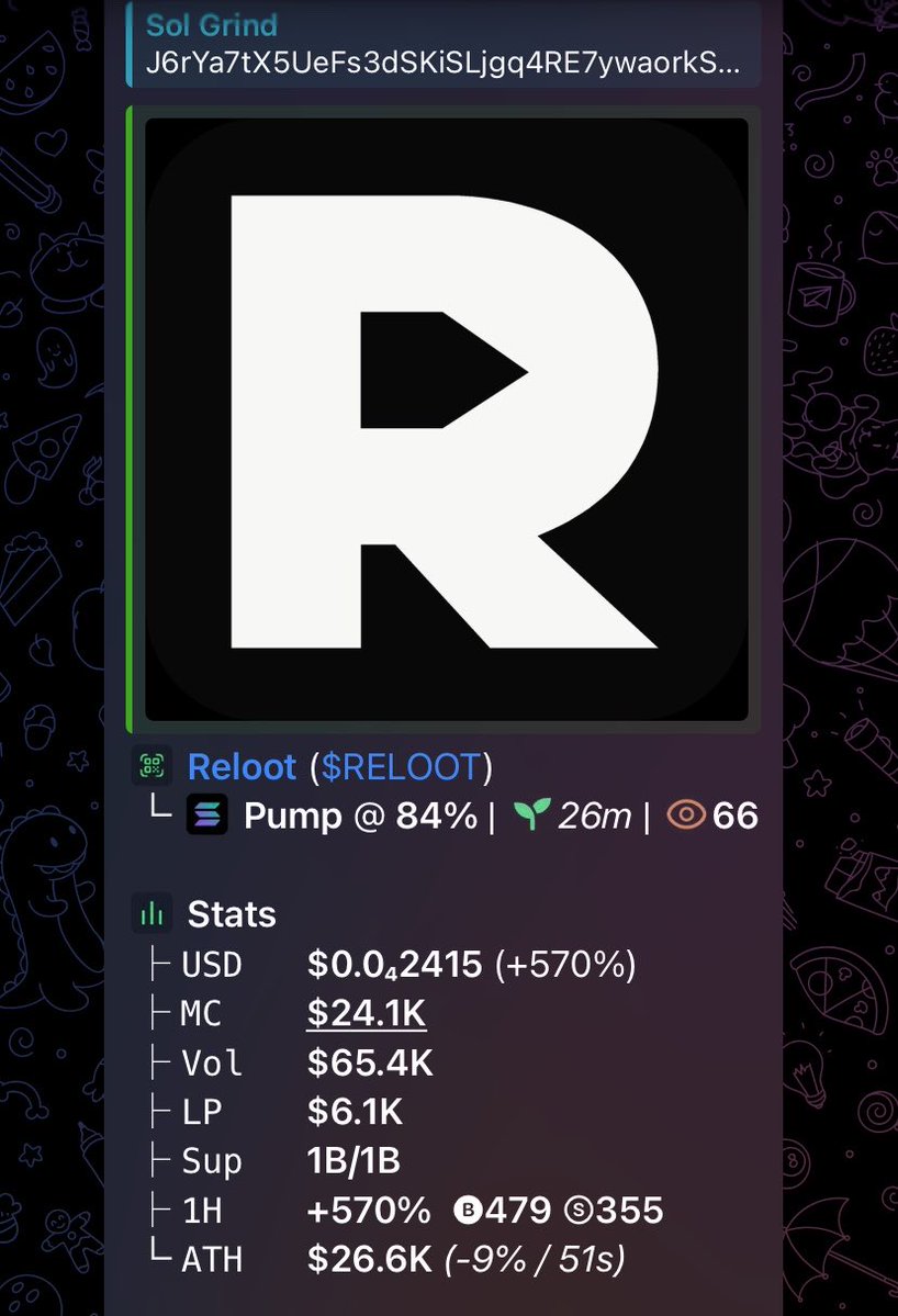 Sol_grind01's tweet photo. $RELOOT
Ca>
J6rYa7tX5UeFs3dSKiSLjgq4RE7ywaorkSSjpykqSiSL https://t.co/sHwYlbhpK2