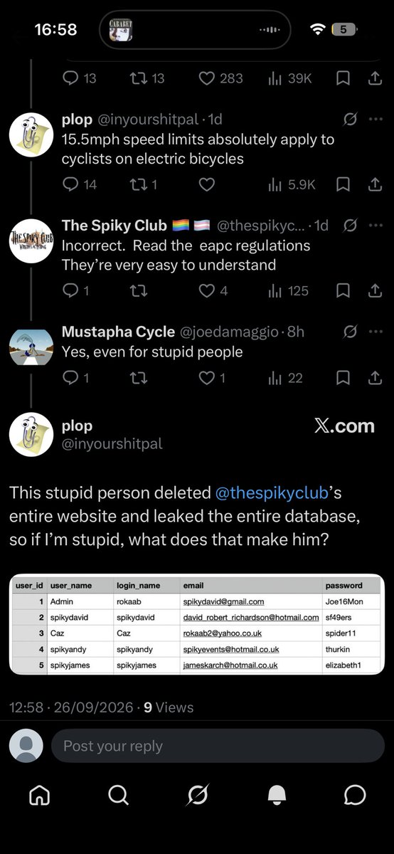 TheBlompotte's tweet photo. @PC_Angry @inyourshitpal @OpenChiswickW4 @JohnSmi51639986 Yes.

“[I] deleted @thespikyclub’s entire website and leaked the entire database…” https://t.co/ZdeJKhPxv7