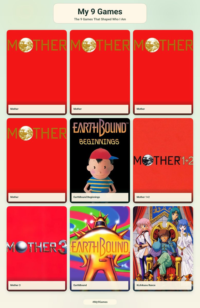 nineten's tweet photo. I guess we're posting these now. Here's mine. It's objectively correct. #My9Games https://t.co/XT76gCO5Oa