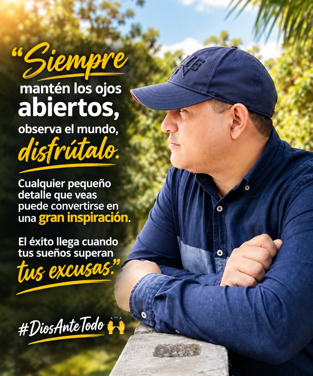 NorvinAlcantara's tweet photo. "Siempre mantén los ojos abiertos, observa el mundo, disfrútalo. Cualquier pequeño detalle que veas puede convertirse en una gran inspiración. El éxito llega cuando tus sueños superan tus excusas". #DiosAnteTodo 🙏 https://t.co/M6gcphXmCe