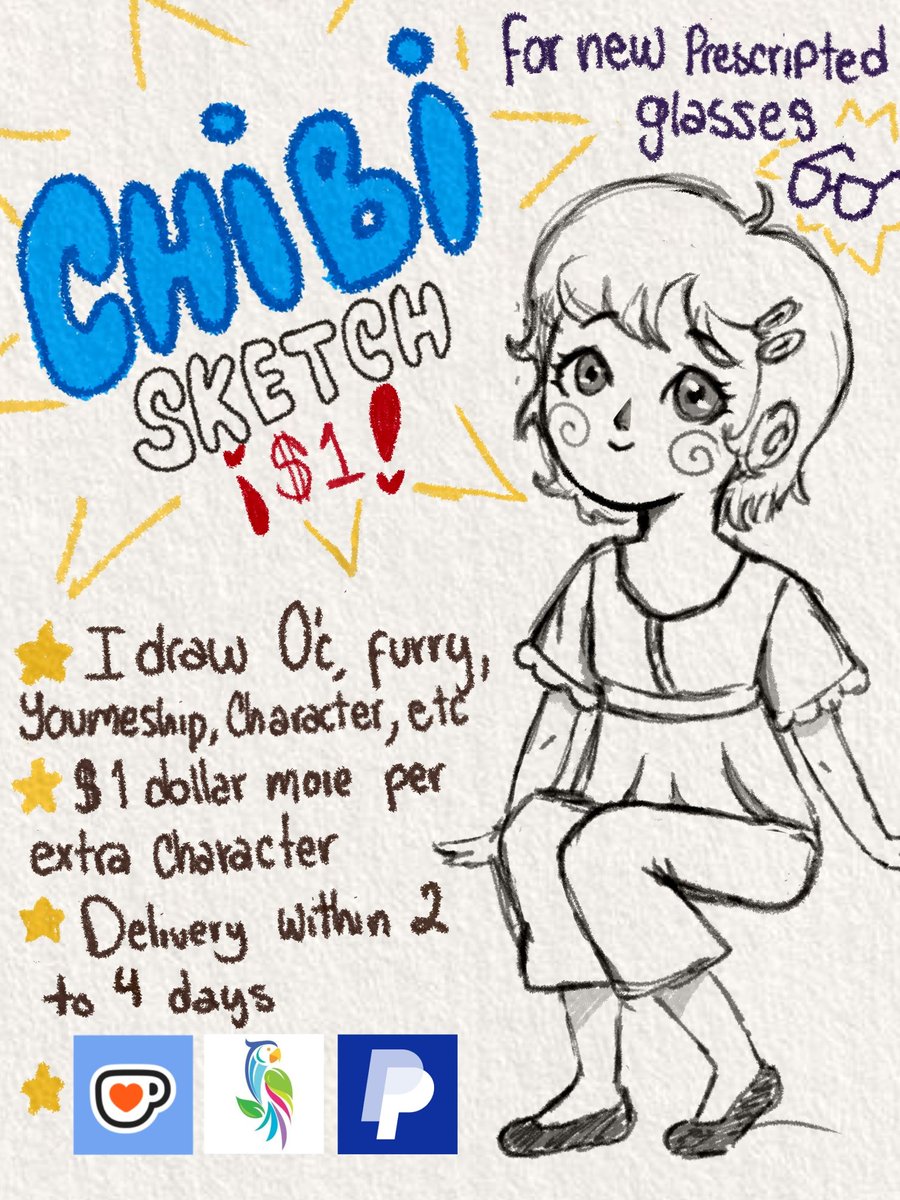 _Mjbonny_'s tweet photo. CHIBI SKETCH FOR 1 DOLLAR!!! 🗣

Hi, I'm Maria, I'm opening this cheap offer because I urgently need new prescription glasses.

More info in comments :]
.
.
.
#commission #emergencycommission #commisionsopen #artcommisions #chibijob https://t.co/lWLblikz0q