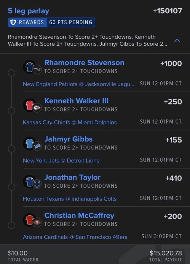 princes_Parlay's tweet photo. 2+ TD’S Per Player on Week 3…👀🏈

You could be $15k richer tomorrow night! @Playbook https://t.co/hKo5cjisDs