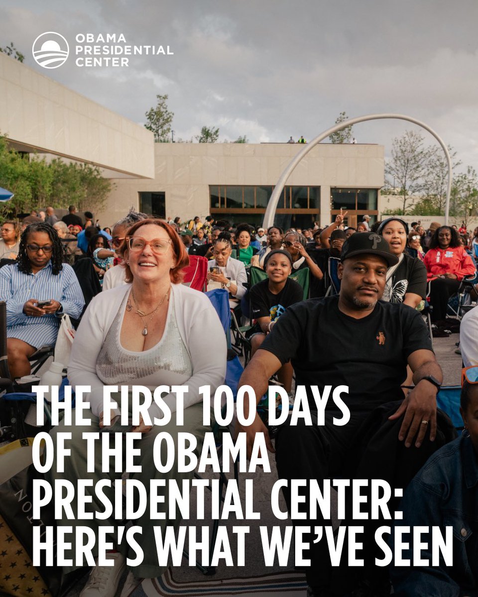 ObamaFoundation's tweet photo. Today marks 100 days since the Obama Presidential Center opened to the public! 

So we’ve got a by-the-numbers look at all the ways people from around the world, across the country and down the block have made this campus their own! https://t.co/T5yxsTvbhP