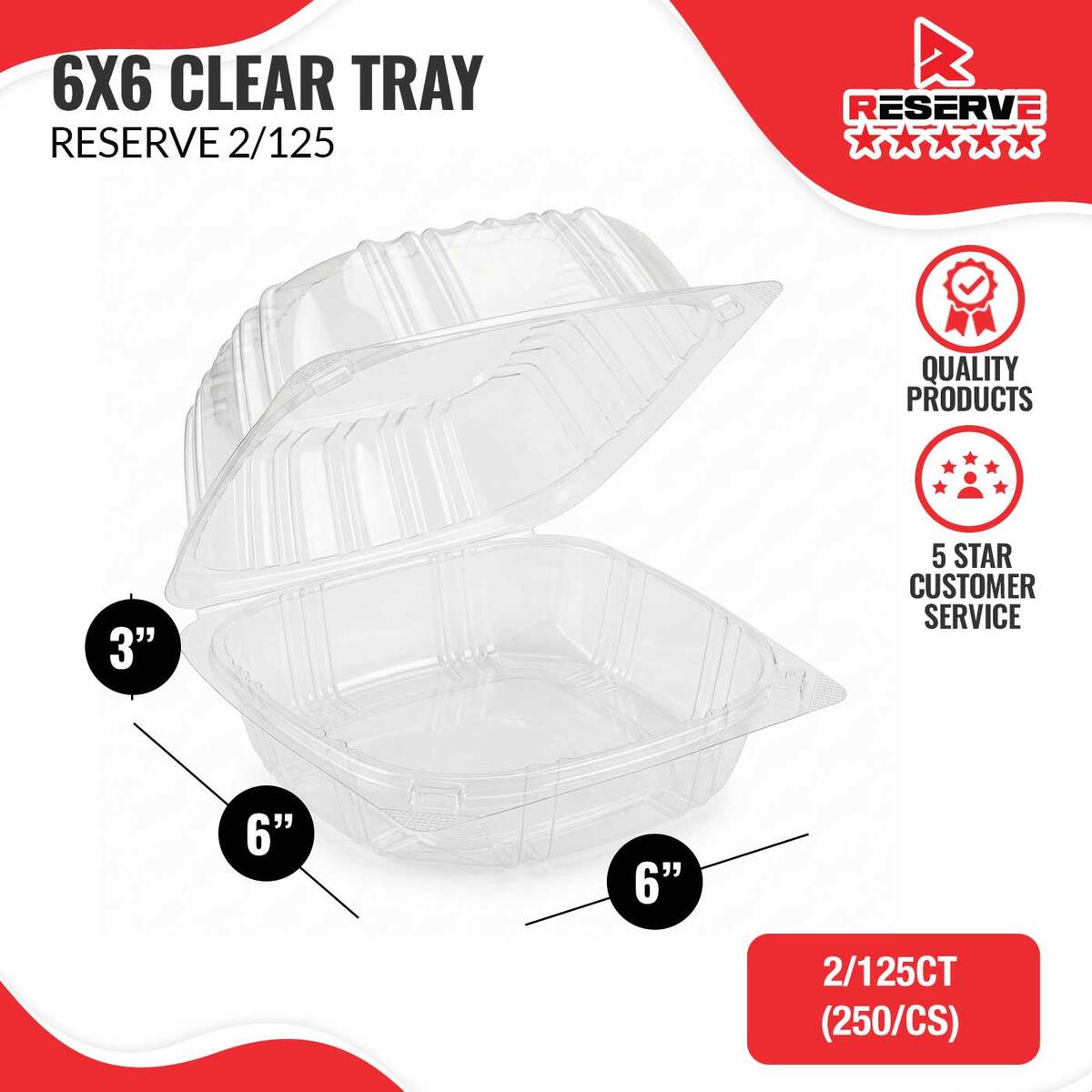 plasticpro3's tweet photo. Reserve 6x6 Clear Tray 2/125 — case-ready for BVI restaurants, bars &amp; catering. Ops-friendly hinge + stack for cold/room-temp service, takeaway &amp; catering. https://t.co/Ct9ePygXOD #Reserve #P3VI https://t.co/1fwOv8t3Qk