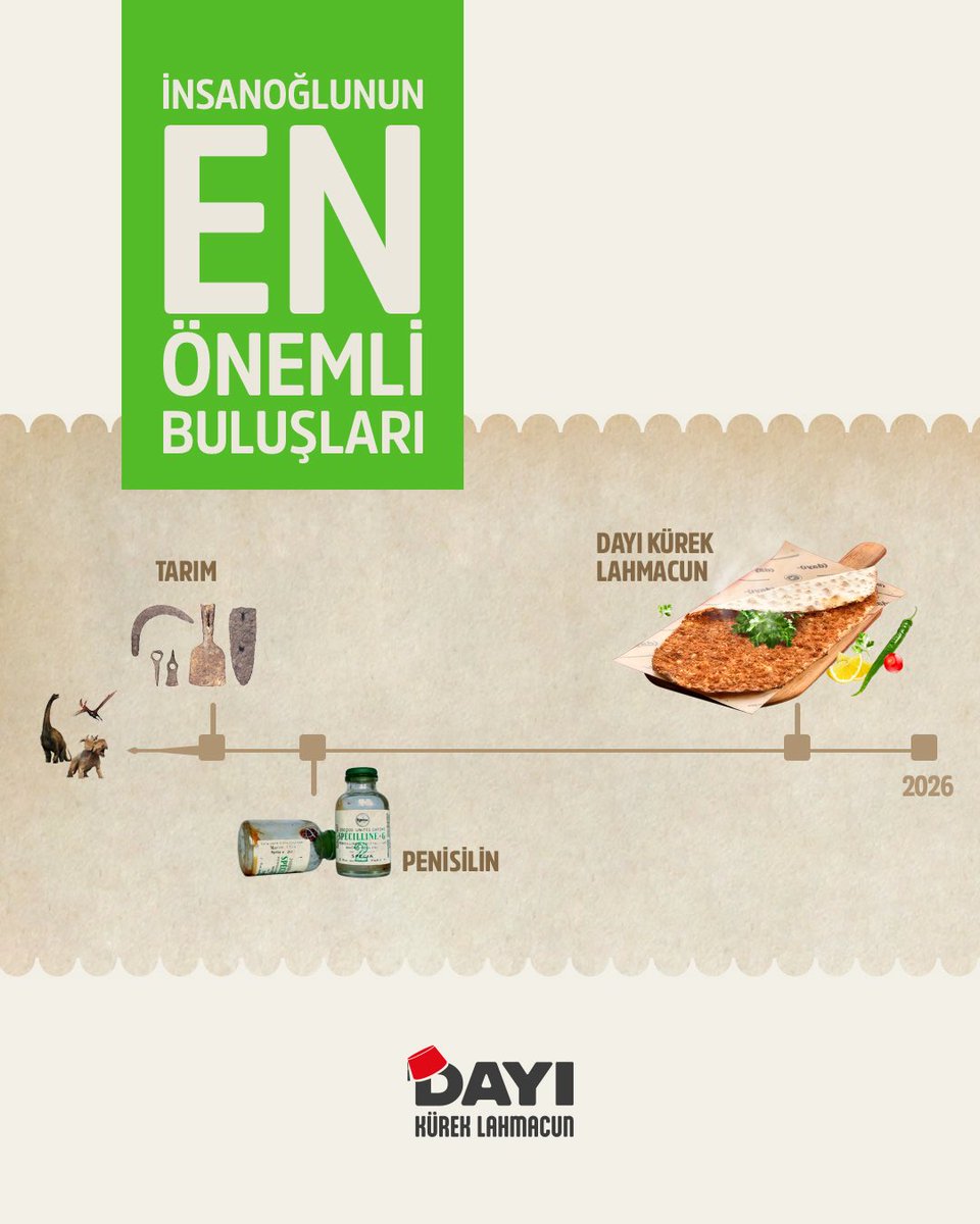 DayiKurek's tweet photo. Geçmişten bugüne uzanan bir yolculuk… ⏳

Yıllar değişti, teknoloji gelişti, hayatımız değişti. Ama güzel bir lahmacunun yeri hep ayrı kaldı. 🌯

Geçmişten bugüne, değişmeyen lezzet: Dayı Kürek Lahmacun.

#DayıKürekLahmacun #İnsanoğlununÖnemliBuluşları #Lahmacun #LezzetinTarihi https://t.co/4SUe8Dso6t