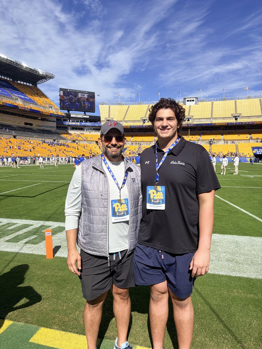 Alexander_Fanop's tweet photo. After a great visit and conversation with @CoachDarveau, @setharnold_, and @CoachDuzzPittFB, I am super grateful to receive my first offer from the University of Pittsburgh!!! #H2P 

@CoachHankCarter 
@ErickWren 
@LTHSCavFootball 
@TommyMangino https://t.co/7kgVOOWe6E