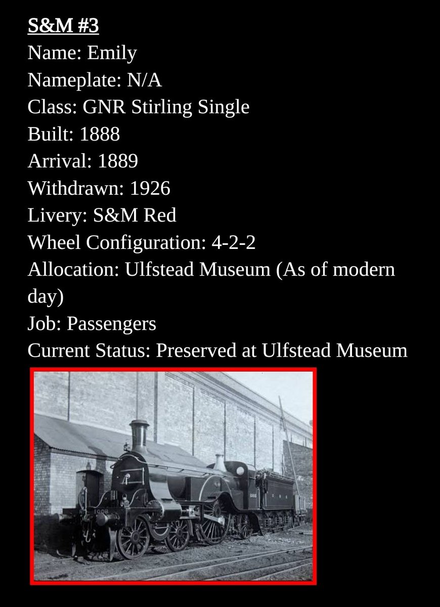 JACKSONTHEK2's tweet photo. AU Fact: There are two engines who could identify as 'Emily'

- The first is a GNR Stirling Single from the Sodor And Mainland Railway. She, along with several other engines from the Pre-Sodor Days, was put in a shed for several years before being put on display at the Ulfstead Railway Museum.

- The second was Emilia, a GNR H2 bought in 1962 as the NWR's 19. She was bought to Sodor during the summer to help on the mainline. Edward confused her with the SS Emily.