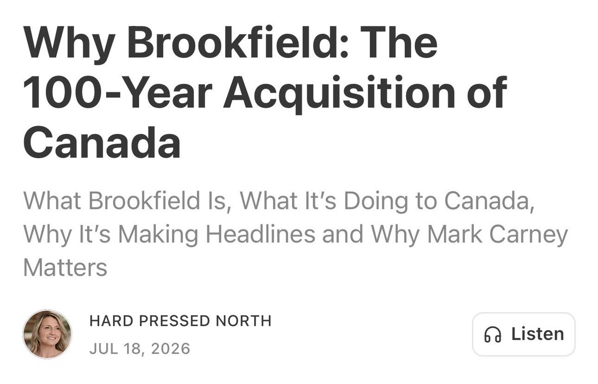 echipiuk's tweet photo. “Who is the economy working for?”

This article about Brookfield deserves serious attention. The company has extensive interests in Canada’s infrastructure, energy and real estate. Mark Carney formerly held a senior role there, and Canadians are entitled to more than vague assurances about how potential conflicts are being managed.

But are we missing the bigger picture by talking only about Carney’s personal conflict of interest?

Who owns and controls the infrastructure Canadians depend on? How is public money being used, who stands to benefit, and what does this mean for Canada’s long-term economic security?

Those questions deserve clear answers. Public trust depends on Canadians being able to see the decisions, the financial interests and the safeguards for themselves. 

If public money is being used to support private investment, the government should be able to show exactly who benefits and why it serves the public interest. Asking those questions is basic accountability.

Read the article and make up your own mind.