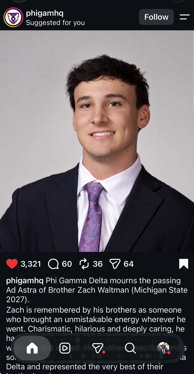 drantbradley's tweet photo. Died by suicide. Fits the at-risk profile I’m seeing across the country: white, high school jock (a captain of his hockey team), good grades, finance major, ambitious, great internships, study abroad, well-liked fraternity member, etc. and sadly, struggled with hopelessness. https://t.co/BY9OmlHv05