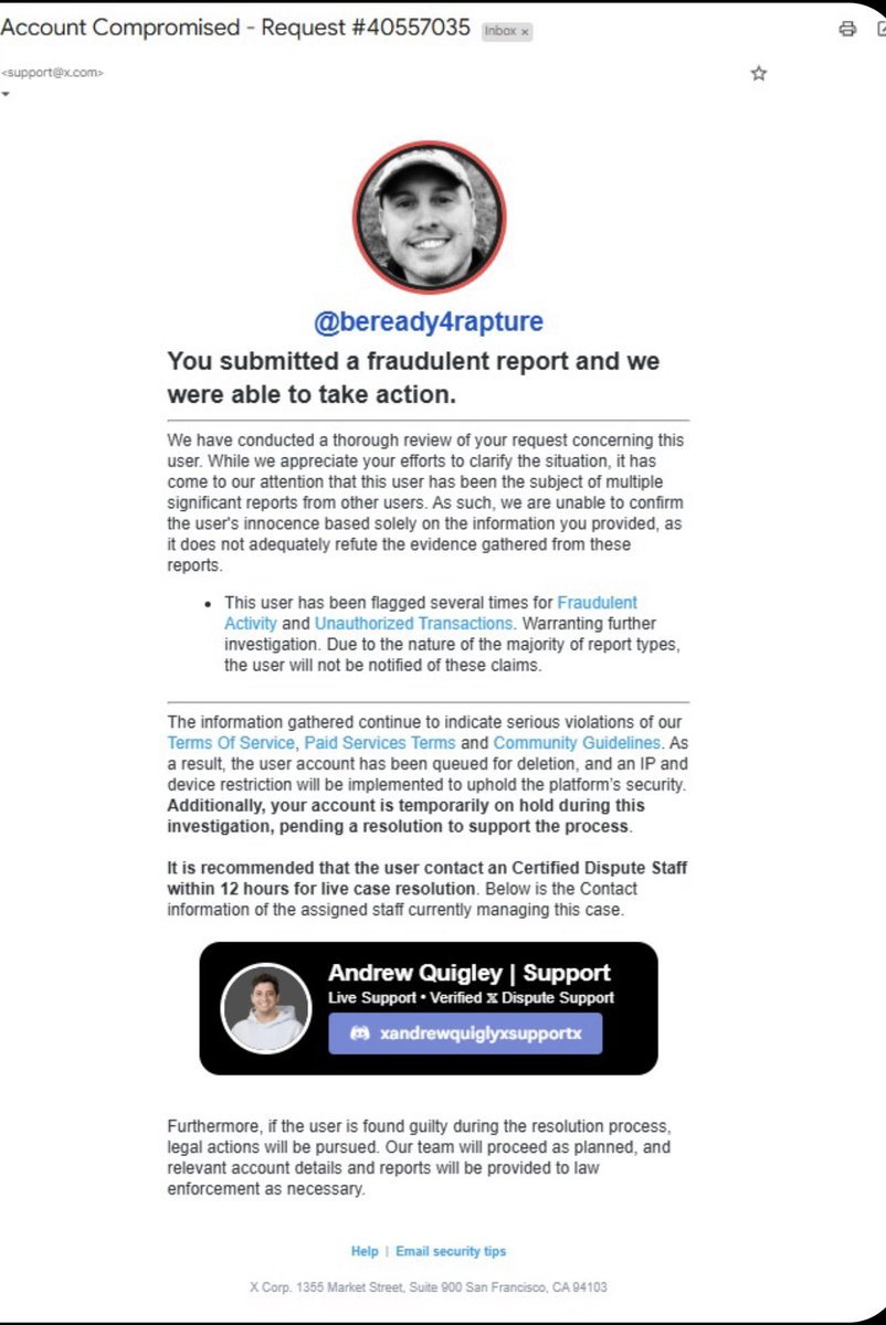 beready4rapture's tweet photo. Don’t worry, all who oppose my account may not have to worry about me long.

I was reported from 2023-present repeatedly by antisemites for my defense of Israel. The German government even reported me.

For my friends who are reporting my account as fraudulent, it is not. https://t.co/rfziOwVic2