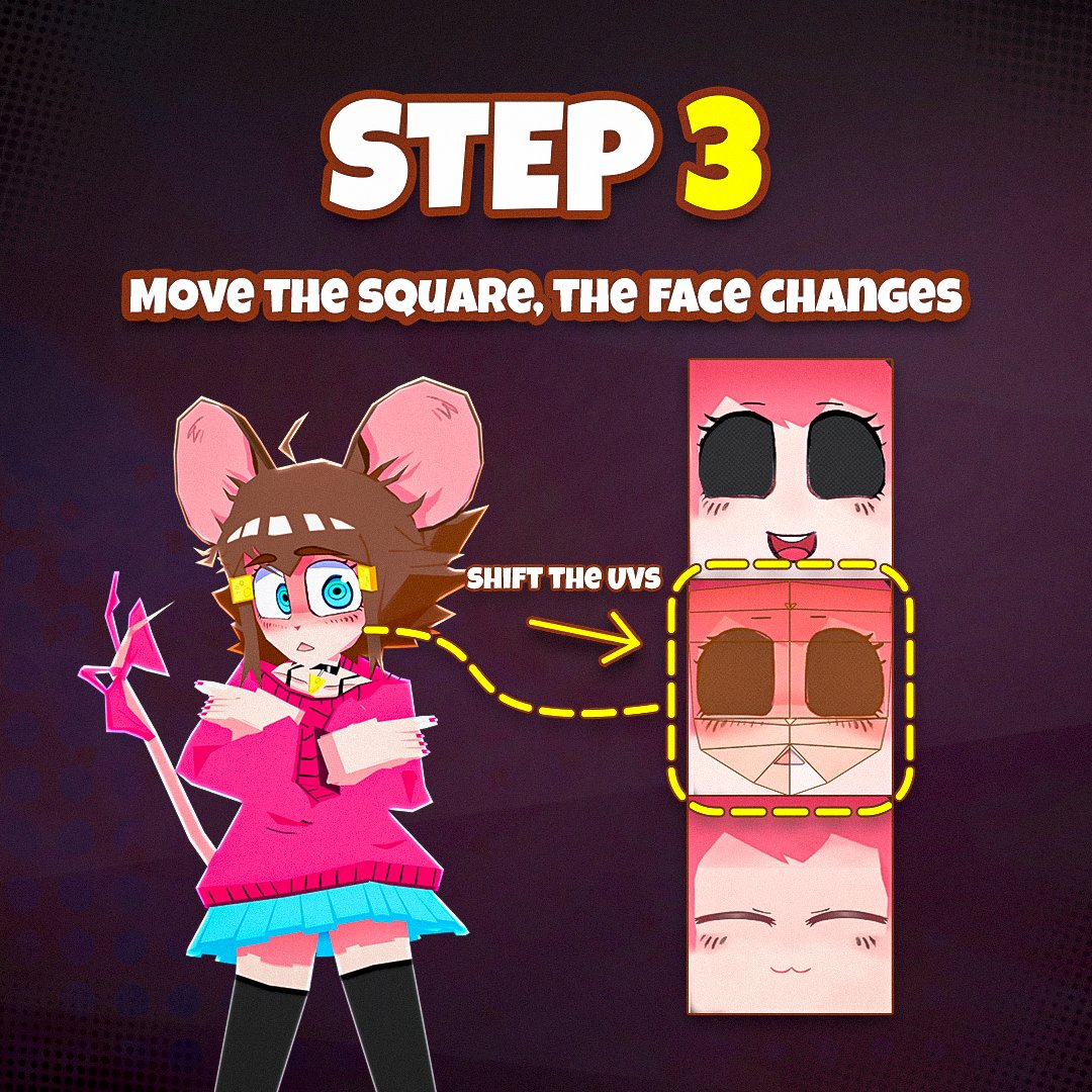 Crashsune's tweet photo. This is the BIGGEST texturing mistake newbies make

When painting expressions, they end up with a bunch of image files.
But it’s more efficient to put them all together in one image!
I explain all of this in my Low-Poly Course 😎
Which includes MANY other tutorials, too! 👀 [1/2] https://t.co/YictiCFg0R