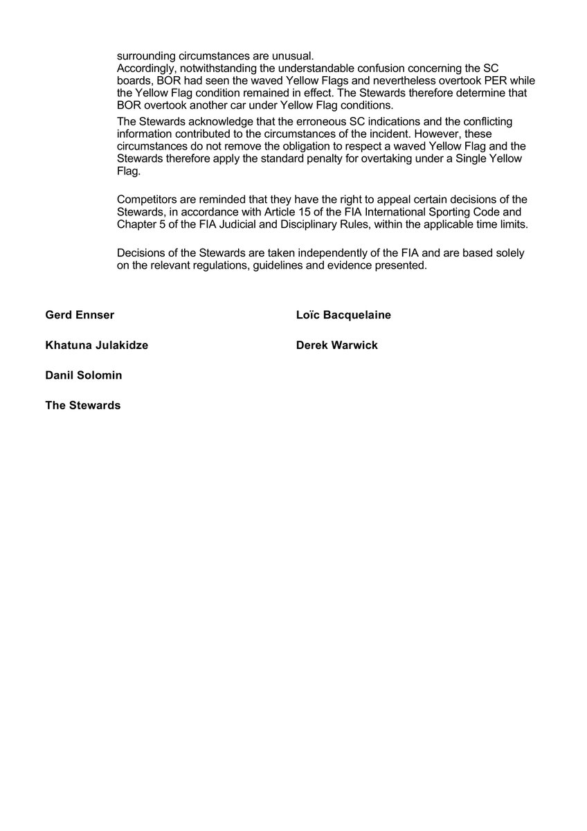 fiadocsbot's tweet photo. New document: Doc 68 - Infringement - Car 5 - Overtaking under yellow flags
Published on 26.09.26 17:52 CET

#F1 #Formula1 #FIA #AzerbaijanGP 🇦🇿 https://t.co/WMhgWTDEjO